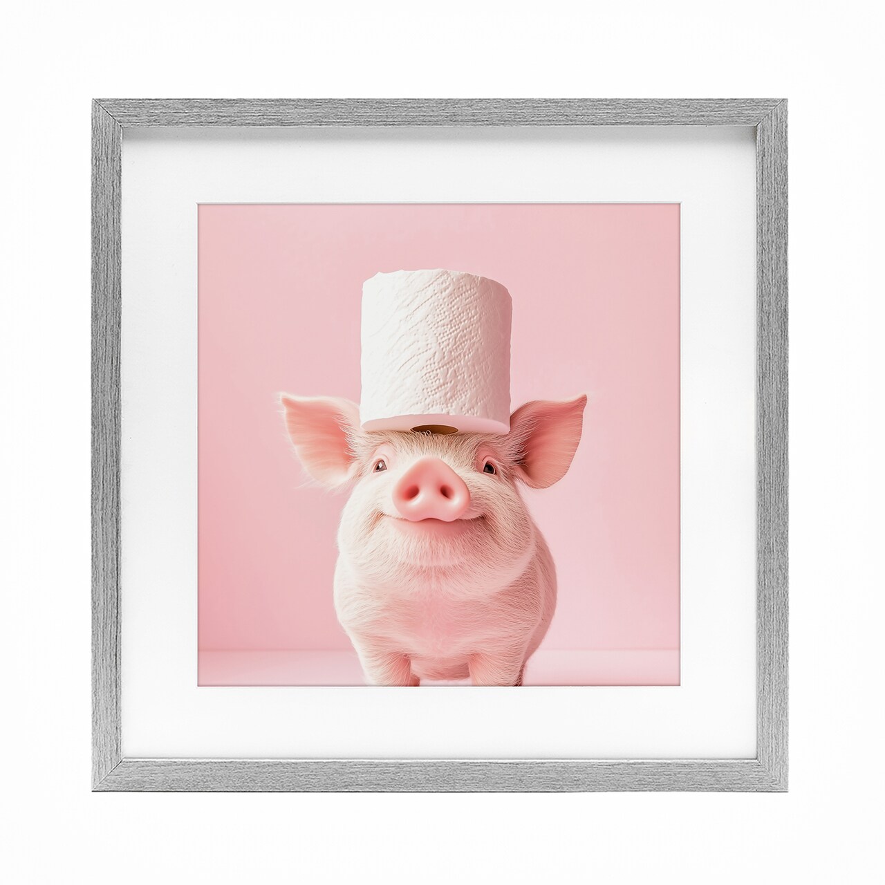 Stupell Industries Silly Piggy Pink Toilet Paper Framed Print Under Glass, design by Heidi Kuntz
